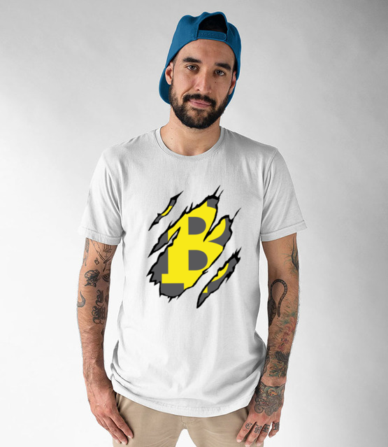 Bitcoin pazurami wyszarpany koszulka z nadrukiem bitcoin kryptowaluty mezczyzna werprint 1837 47