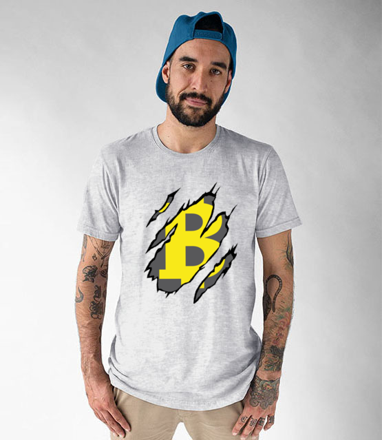 Bitcoin pazurami wyszarpany koszulka z nadrukiem bitcoin kryptowaluty mezczyzna werprint 1837 51