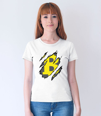 Bitcoin pazurami wyszarpany - Koszulka z nadrukiem - Bitcoin - Kryptowaluty - Damska