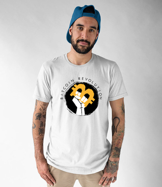 Grafika dla postępowych - Koszulka z nadrukiem - Bitcoin - Kryptowaluty - Męska