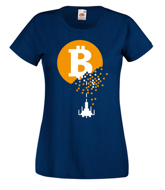 Bitcoin trafiony i zatopiony - Koszulka z nadrukiem - Bitcoin - Kryptowaluty - Damska