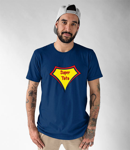 Super bohater to on koszulka z nadrukiem dla taty mezczyzna werprint 1957 50