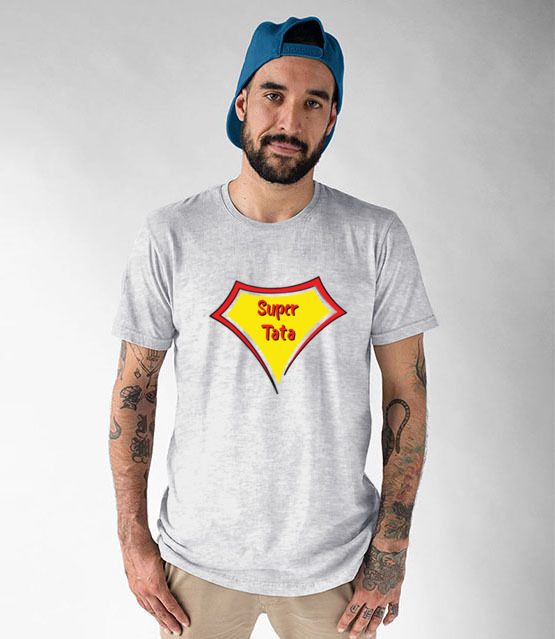 Super bohater to on koszulka z nadrukiem dla taty mezczyzna werprint 1957 51