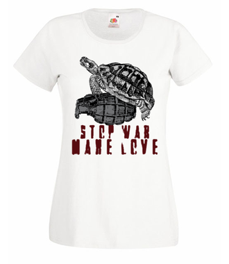 Stop wojnom, czas na miłość - Koszulka z nadrukiem - Patriotyczne - Damska