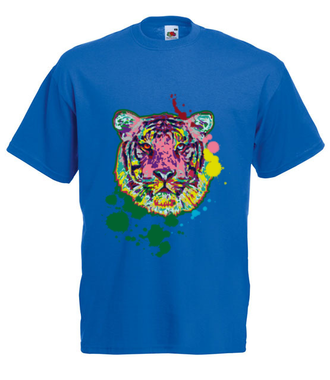 Print z kolorowym tygrysem - Koszulka z nadrukiem - Zwierzęta - Męska