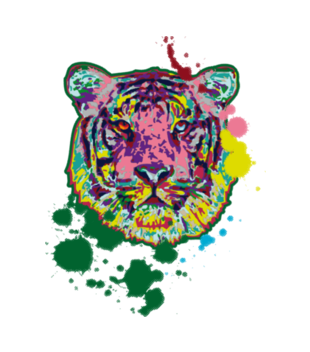 Print z kolorowym tygrysem - Koszulka z nadrukiem - Zwierzęta - Męska