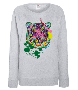 Print z kolorowym tygrysem - Bluza z nadrukiem - Zwierzęta - Damska
