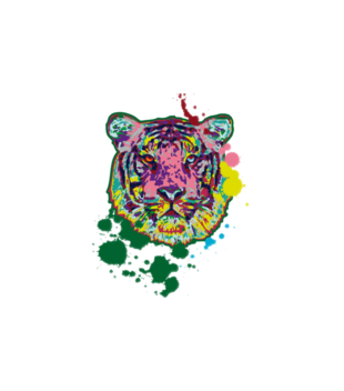 Print z kolorowym tygrysem - Bluza z nadrukiem - Zwierzęta - Męska z kapturem