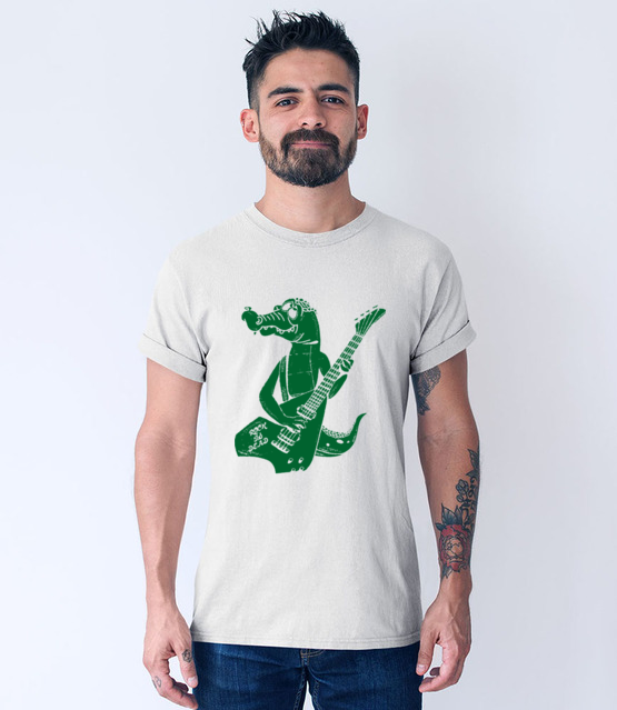 Krokodyli czar magia nuty koszulka z nadrukiem muzyka mezczyzna werprint 109 53