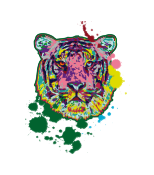 Print z kolorowym tygrysem - Kubek z nadrukiem - Zwierzęta - Gadżety