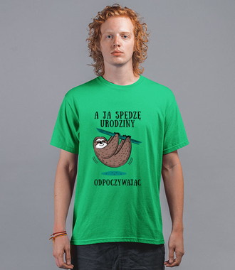Urodziny na leniwca - Koszulka z nadrukiem - Urodzinowe - Męska