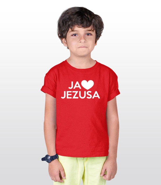 Kocham go kocham jezusa koszulka z nadrukiem chrzescijanskie dziecko werprint 898 96