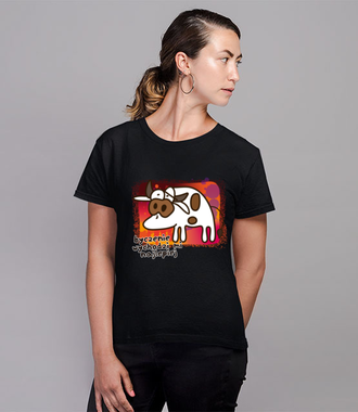 Krowa z humorem - Koszulka z nadrukiem - Zwierzęta - Damska