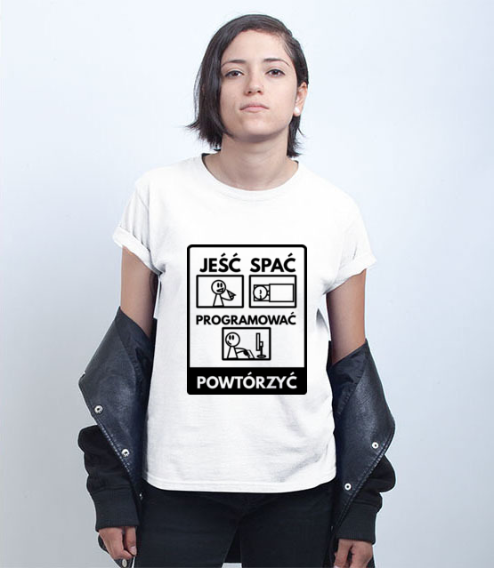 Nie zapomnisz rozkladu dnia koszulka z nadrukiem dla programisty kobieta werprint 1410 71