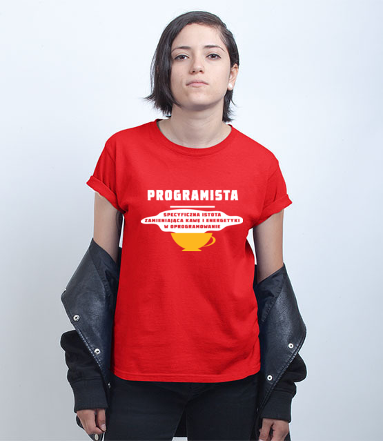 Specyficzna istota koszulka z nadrukiem dla programisty kobieta werprint 1424 72