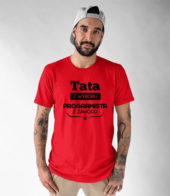 Tata programista koszulka z nadrukiem dla programisty mezczyzna werprint 1430 48