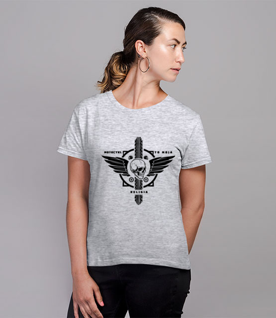 Motocyklowy kult koszulka z nadrukiem dla motocyklisty kobieta werprint 1454 81