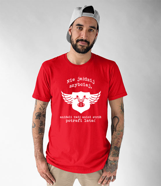 Motocyklowy humor w graficznej odslonie koszulka z nadrukiem dla motocyklisty mezczyzna werprint 1466 48