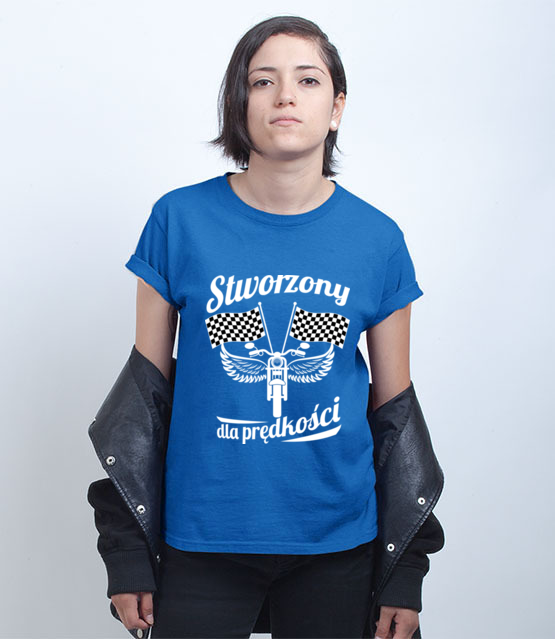 Stworzony dla predkosci koszulka z nadrukiem dla motocyklisty kobieta werprint 1476 73