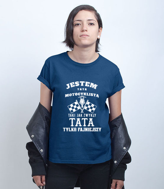 Tata motocyklista koszulka z nadrukiem dla motocyklisty kobieta werprint 1478 74