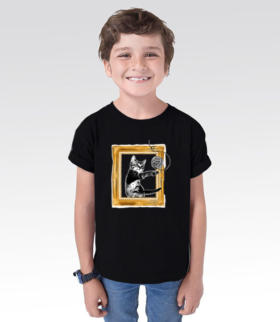 Kot w ramce vintage koszulka z nadrukiem milosnicy kotow dziecko werprint 1514 100