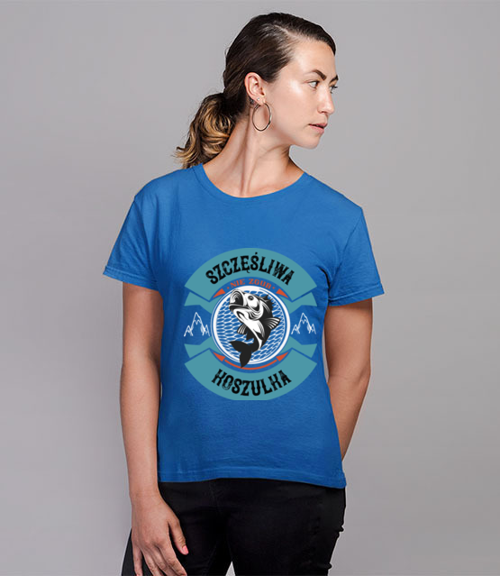 Szczesliwa koszulka wedkarska koszulka z nadrukiem wedkarskie kobieta werprint 1778 79