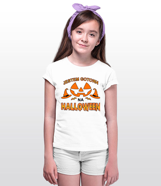 Zwarta i gotowa na halloween koszulka z nadrukiem halloween dziecko werprint 1813 89