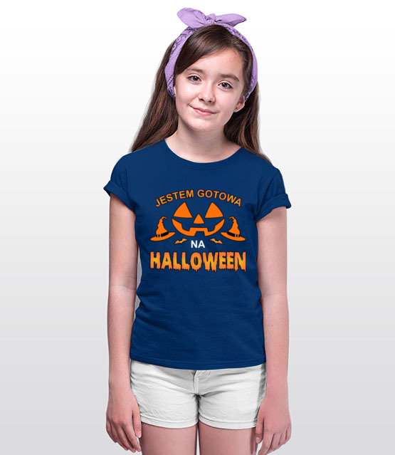 Zwarta i gotowa na halloween koszulka z nadrukiem halloween dziecko werprint 1814 92